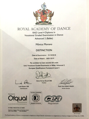 certificado de distinção nivel 4 da professora Mônica Morano