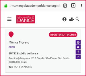 Mônica Morano professora registrada Royal Academy of Dance RAD - ARAD